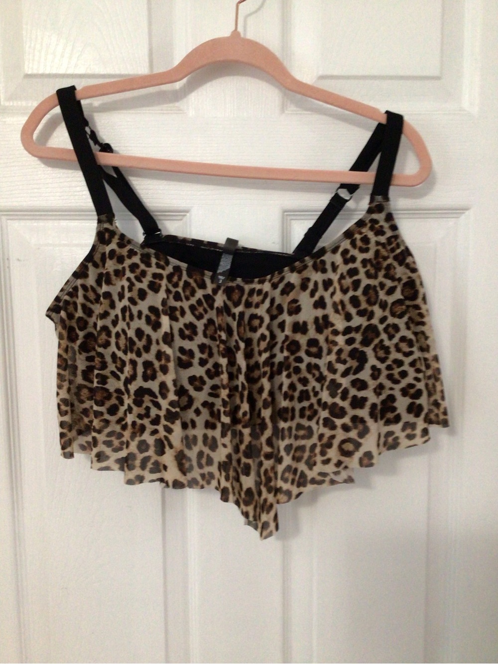 torrid Leopard Print Flounce Bikini Top in Tan and Black